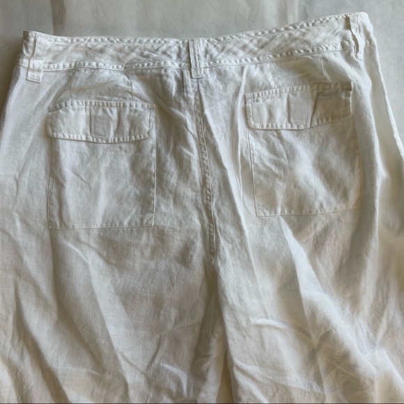 Caribbean Joe Linen White Cropped Pants Size 16 - Picture 7 of 8